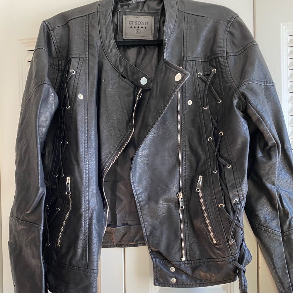 Ci Sono vegan leather jacket worn once black motorcycle jacket